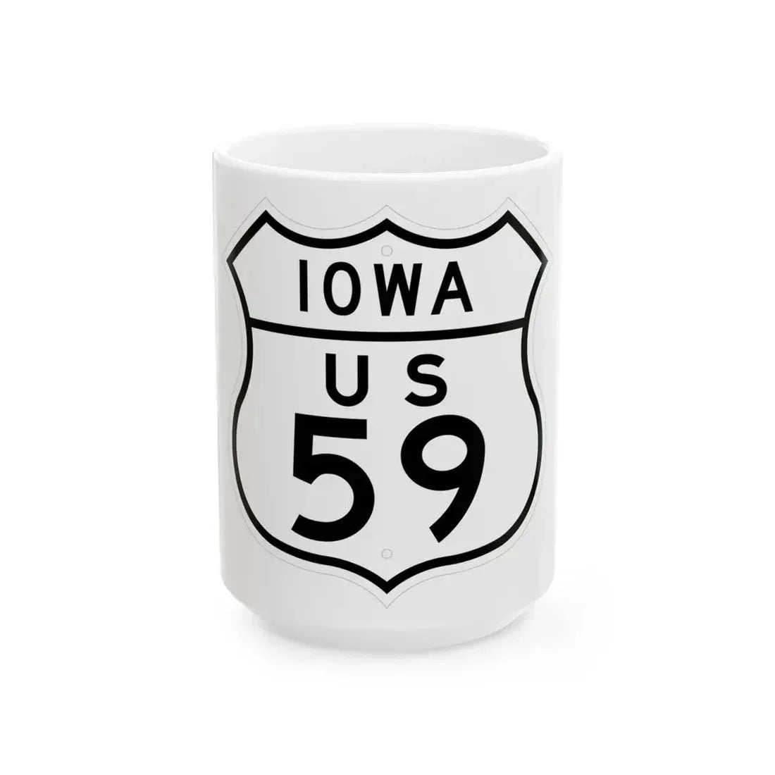 US 59 Iowa 1948 (Iowa) (Road Sign) White Coffee Mug 15oz - Go Mug Yourself
