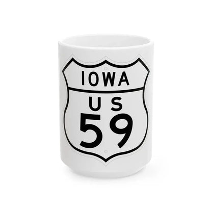 US 59 Iowa 1948 (Iowa) (Road Sign) White Coffee Mug 15oz - Go Mug Yourself