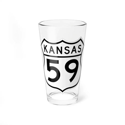 US 59 Kansas 1962 (Kansas) (Road Sign) Pint Glass 16oz 16oz - Go Mug Yourself