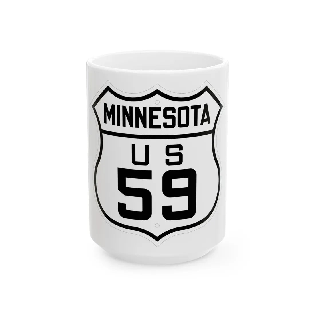 US 59 Minnesota 1926 (Minnesota) (Road Sign) White Coffee Mug 15oz - Go Mug Yourself