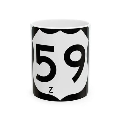 US 59-Z (Texas) (Road Sign) White Coffee Mug 11oz - Go Mug Yourself