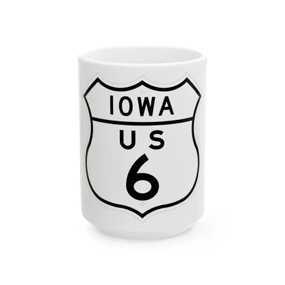 US 6 Iowa 1948 (Iowa) (Road Sign) White Coffee Mug 15oz - Go Mug Yourself