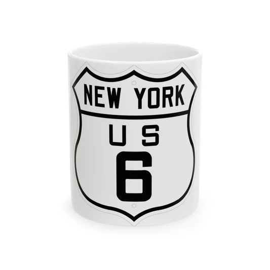 US 6 New York 1926 (New York) (Road Sign) White Coffee Mug 11oz - Go Mug Yourself