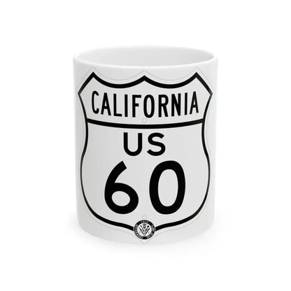 US 60 California 1948 (California) (Road Sign) White Coffee Mug 11oz - Go Mug Yourself