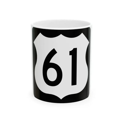 US 61 IA (Iowa) (Road Sign) White Coffee Mug 11oz - Go Mug Yourself