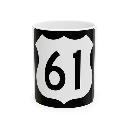 US 61 IA (Iowa) (Road Sign) White Coffee Mug 11oz - Go Mug Yourself