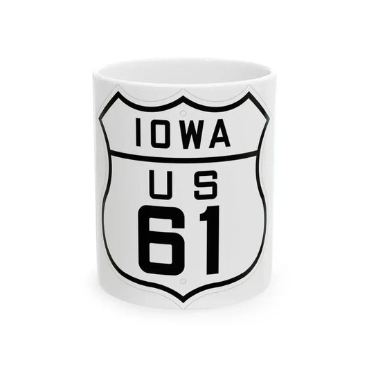 US 61 Iowa 1926 (Iowa) (Road Sign) White Coffee Mug 11oz - Go Mug Yourself