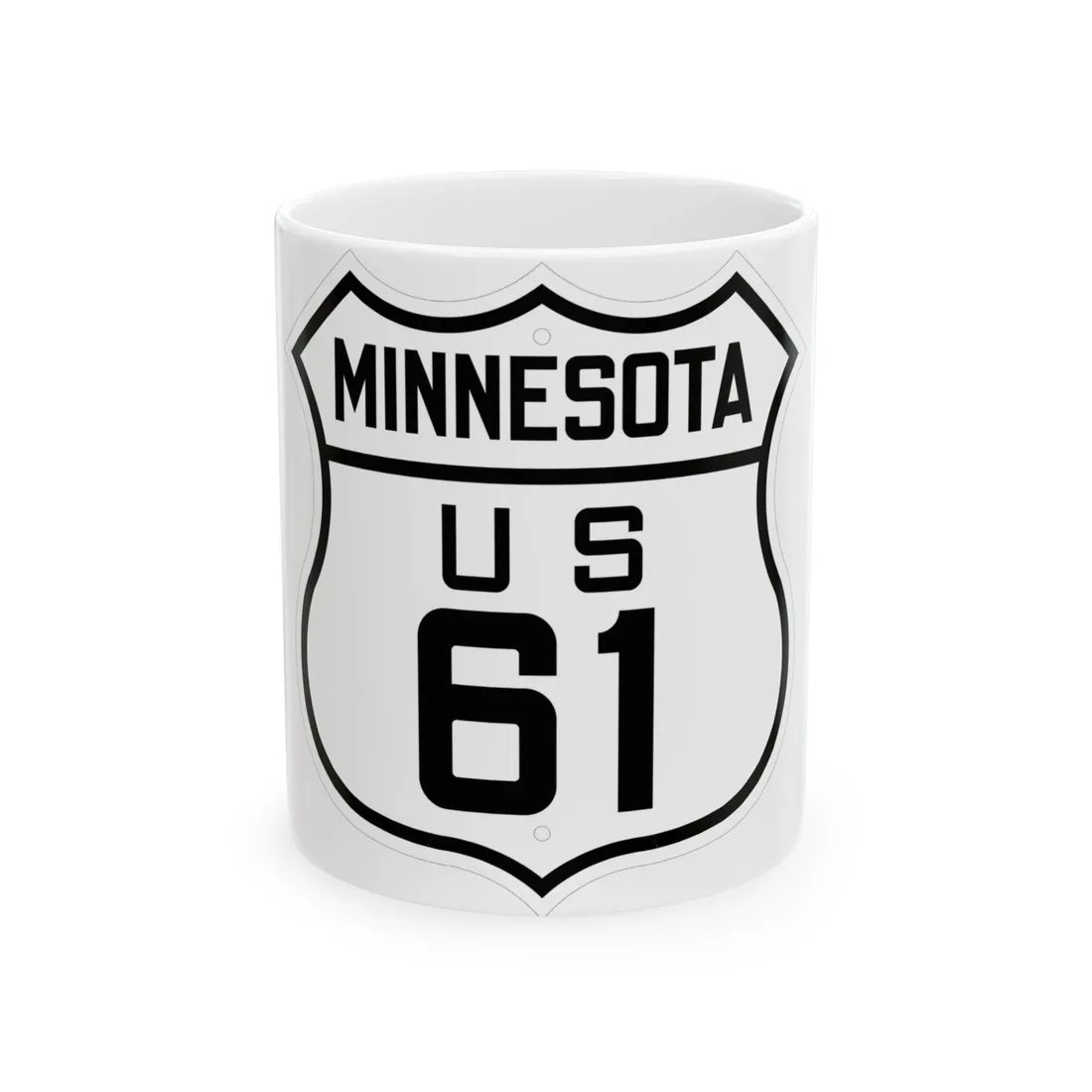 US 61 Minnesota 1926 (Minnesota) (Road Sign) White Coffee Mug 11oz - Go Mug Yourself