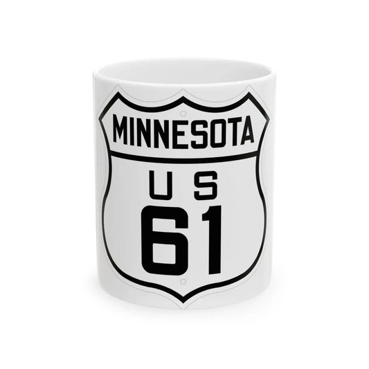 US 61 Minnesota 1926 (Minnesota) (Road Sign) White Coffee Mug 11oz - Go Mug Yourself