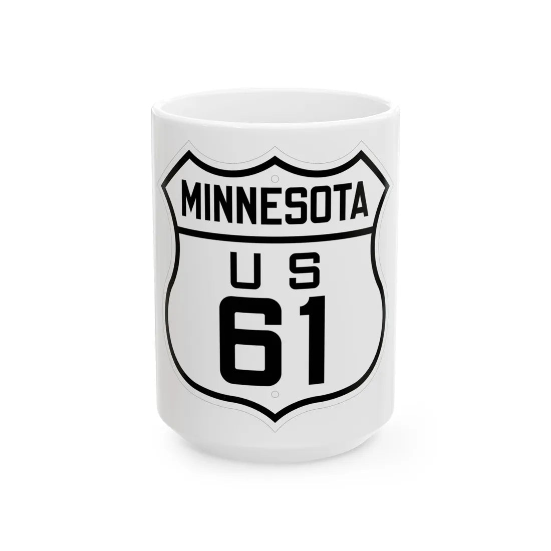 US 61 Minnesota 1926 (Minnesota) (Road Sign) White Coffee Mug 15oz - Go Mug Yourself