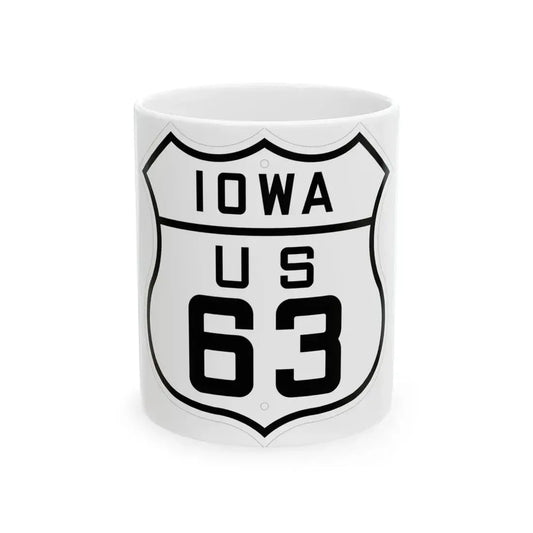 US 63 Iowa 1926 (Iowa) (Road Sign) White Coffee Mug 11oz - Go Mug Yourself