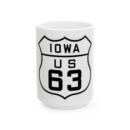 US 63 Iowa 1926 (Iowa) (Road Sign) White Coffee Mug 15oz - Go Mug Yourself