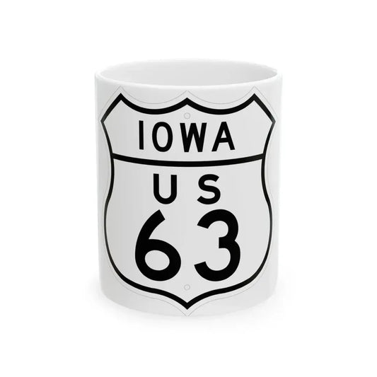 US 63 Iowa 1948 (Iowa) (Road Sign) White Coffee Mug 11oz - Go Mug Yourself