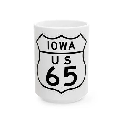 US 65 Iowa 1948 (Iowa) (Road Sign) White Coffee Mug 15oz - Go Mug Yourself