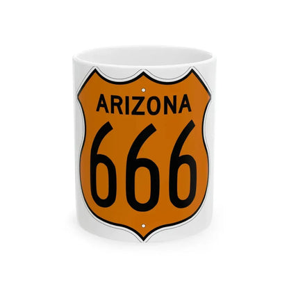US 666 Arizona 1956 North (Arizona) (Road Sign) White Coffee Mug 11oz - Go Mug Yourself