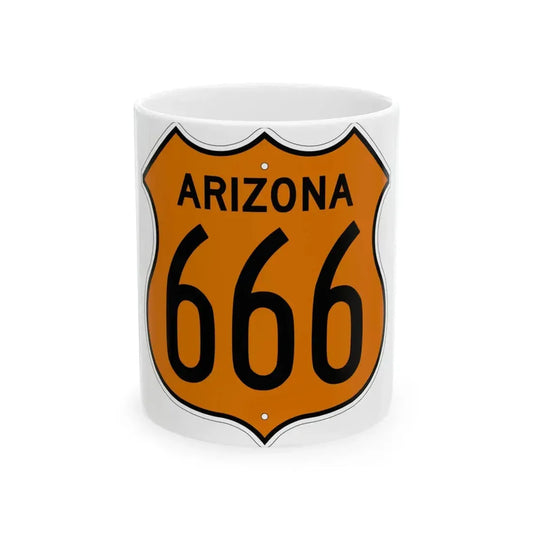 US 666 Arizona 1956 North (Arizona) (Road Sign) White Coffee Mug 11oz - Go Mug Yourself