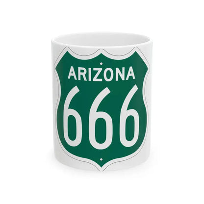 US 666 Arizona 1956 South (Arizona) (Road Sign) White Coffee Mug 11oz - Go Mug Yourself