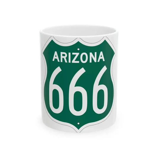 US 666 Arizona 1956 South (Arizona) (Road Sign) White Coffee Mug 11oz - Go Mug Yourself