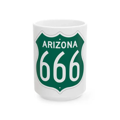 US 666 Arizona 1956 South (Arizona) (Road Sign) White Coffee Mug 15oz - Go Mug Yourself
