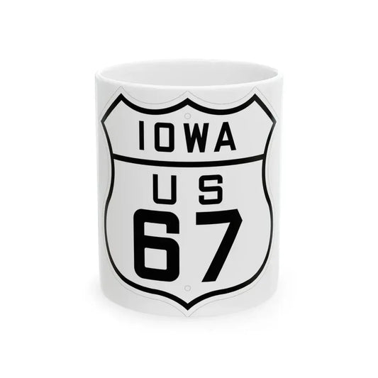 US 67 Iowa 1926 (Iowa) (Road Sign) White Coffee Mug 11oz - Go Mug Yourself