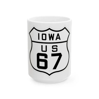 US 67 Iowa 1926 (Iowa) (Road Sign) White Coffee Mug 15oz - Go Mug Yourself