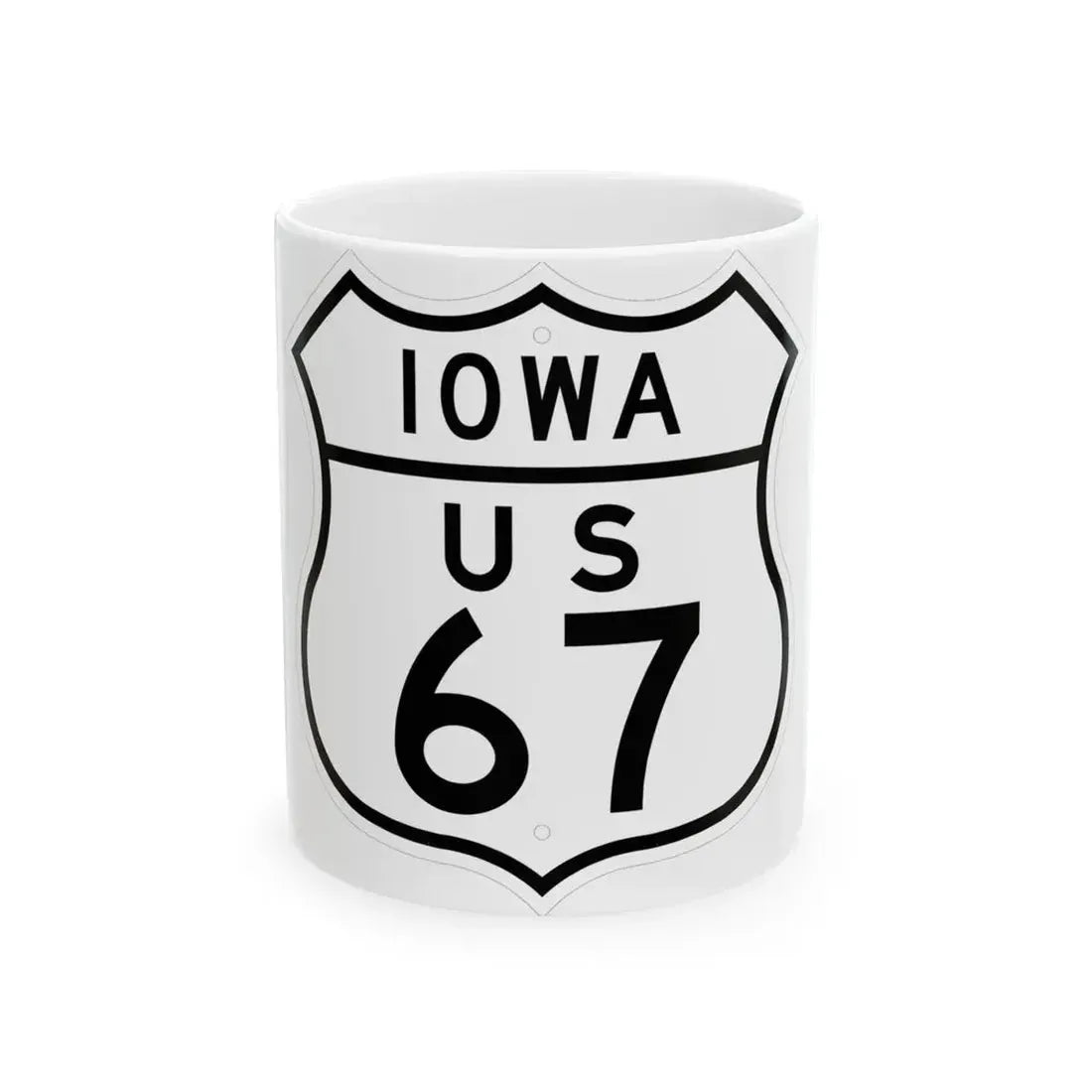 US 67 Iowa 1948 (Iowa) (Road Sign) White Coffee Mug 11oz - Go Mug Yourself