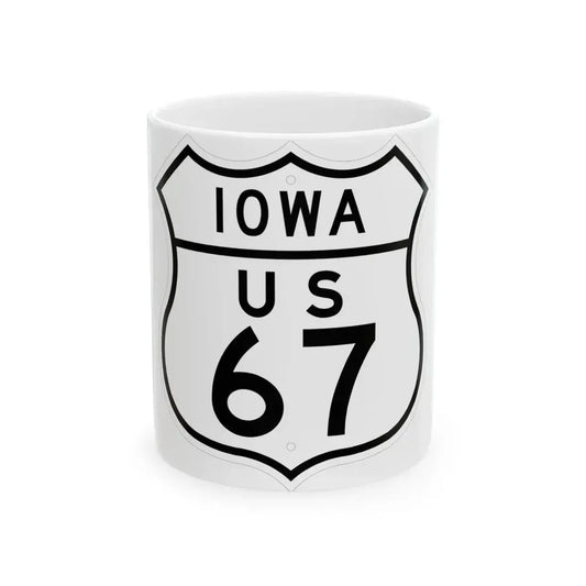 US 67 Iowa 1948 (Iowa) (Road Sign) White Coffee Mug 11oz - Go Mug Yourself