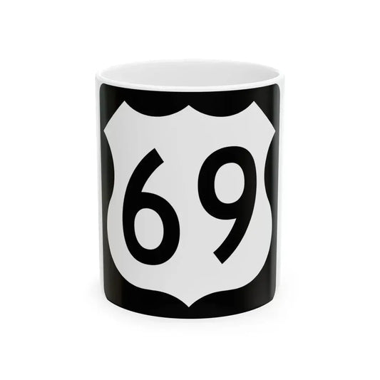 US 69 IA (Iowa) (Road Sign) White Coffee Mug 11oz - Go Mug Yourself