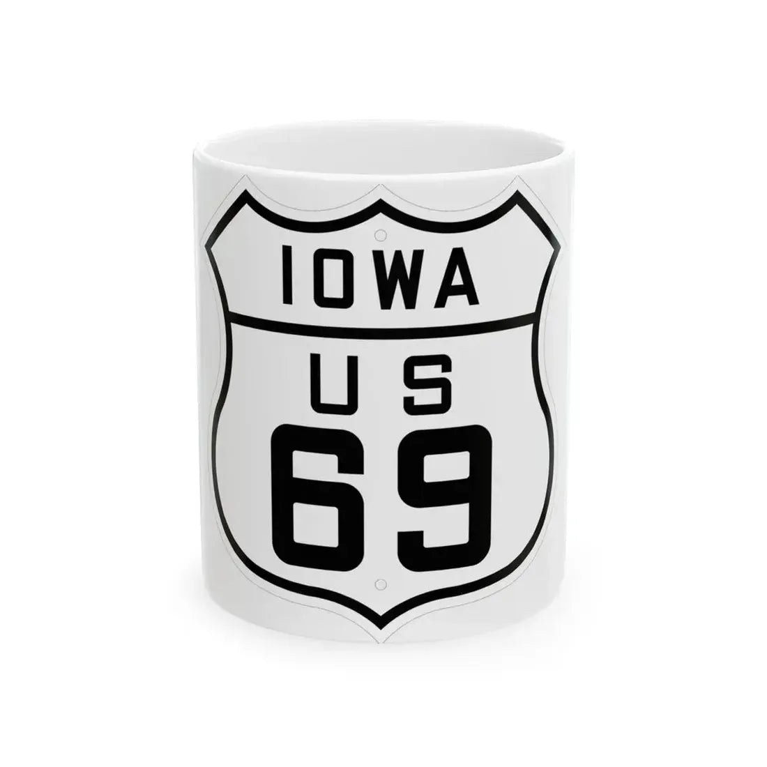 US 69 Iowa 1926 (Iowa) (Road Sign) White Coffee Mug 11oz - Go Mug Yourself