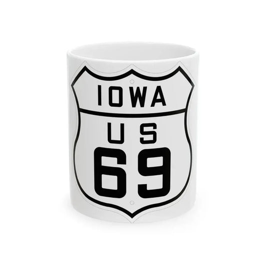 US 69 Iowa 1926 (Iowa) (Road Sign) White Coffee Mug 11oz - Go Mug Yourself