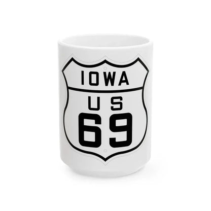 US 69 Iowa 1926 (Iowa) (Road Sign) White Coffee Mug 15oz - Go Mug Yourself