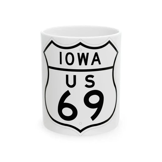 US 69 Iowa 1948 (Iowa) (Road Sign) White Coffee Mug 11oz - Go Mug Yourself