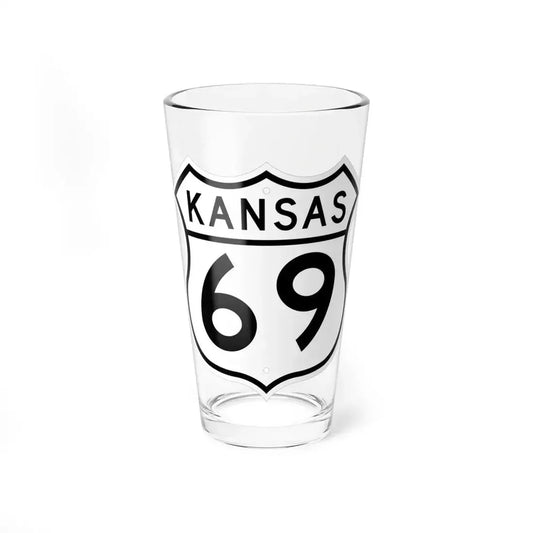 US 69 Kansas 1962 (Kansas) (Road Sign) Pint Glass 16oz 16oz - Go Mug Yourself