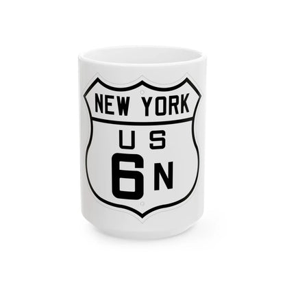 US 6N New York 1926 (New York) (Road Sign) White Coffee Mug 15oz - Go Mug Yourself