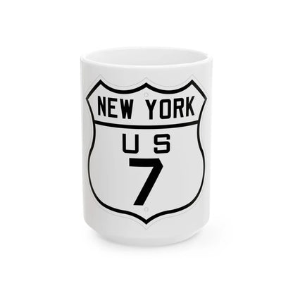 US 7 New York 1926 (New York) (Road Sign) White Coffee Mug 15oz - Go Mug Yourself