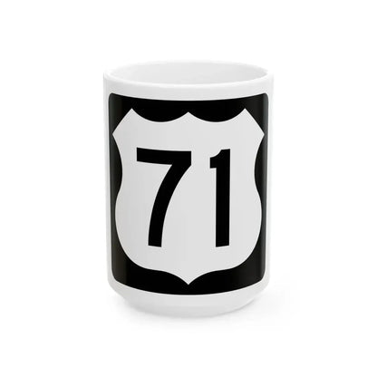 US 71 IA (Iowa) (Road Sign) White Coffee Mug 15oz - Go Mug Yourself