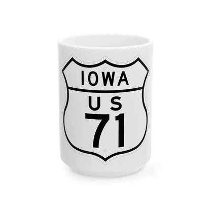 US 71 Iowa 1948 (Iowa) (Road Sign) White Coffee Mug 15oz - Go Mug Yourself