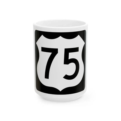 US 75 IA (Iowa) (Road Sign) White Coffee Mug 15oz - Go Mug Yourself