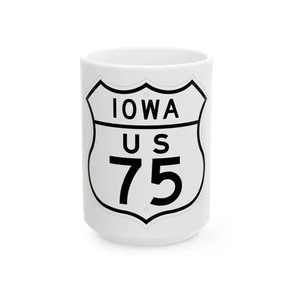 US 75 Iowa 1948 (Iowa) (Road Sign) White Coffee Mug 15oz - Go Mug Yourself