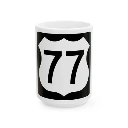 US 77 IA (Iowa) (Road Sign) White Coffee Mug 15oz - Go Mug Yourself