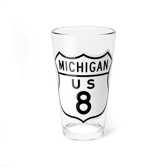 US 8 Michigan 1948 (Michigan) (Road Sign) Pint Glass 16oz 16oz - Go Mug Yourself