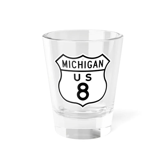 US 8 Michigan 1948 (Michigan) (Road Sign) Shot Glass 1.5oz 1.5oz - Go Mug Yourself