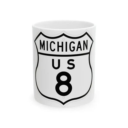 US 8 Michigan 1948 (Michigan) (Road Sign) White Coffee Mug 11oz - Go Mug Yourself