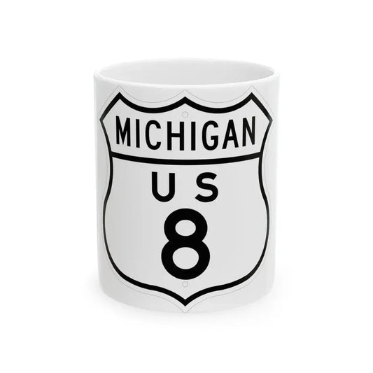 US 8 Michigan 1948 (Michigan) (Road Sign) White Coffee Mug 11oz - Go Mug Yourself