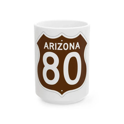 US 80 Arizona 1956 East (Arizona) (Road Sign) White Coffee Mug 15oz - Go Mug Yourself