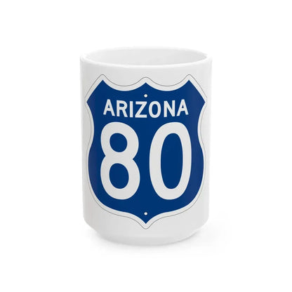 US 80 Arizona 1956 West (Arizona) (Road Sign) White Coffee Mug 15oz - Go Mug Yourself