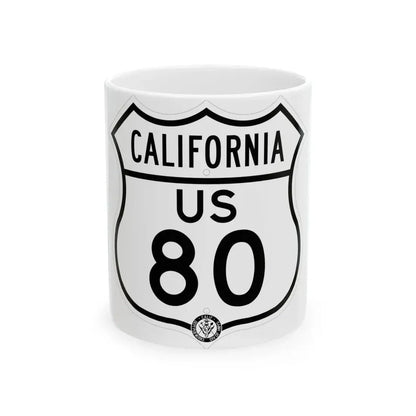 US 80 California 1948 (California) (Road Sign) White Coffee Mug 11oz - Go Mug Yourself