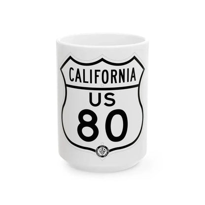 US 80 California 1948 (California) (Road Sign) White Coffee Mug 15oz - Go Mug Yourself