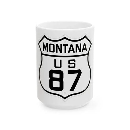 US 87 Montana 1926 (Montana) (Road Sign) White Coffee Mug 15oz - Go Mug Yourself