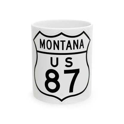 US 87 Montana 1948 (Montana) (Road Sign) White Coffee Mug 11oz - Go Mug Yourself